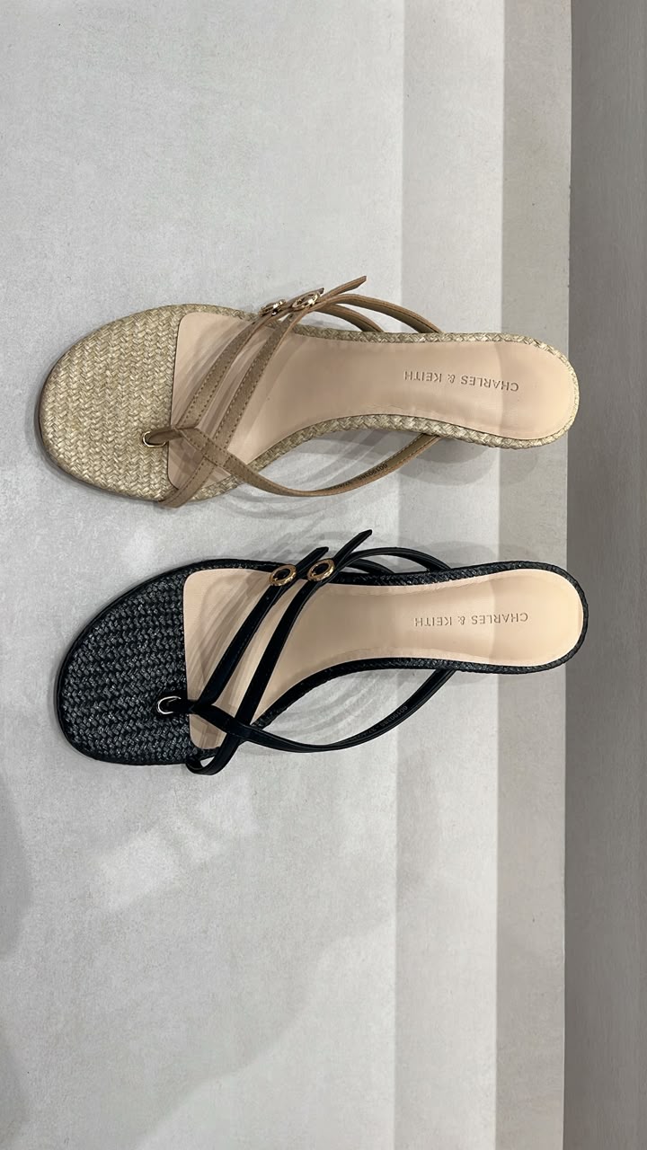 Charles & Keith Strappy Woven Insole Heeled Sandals