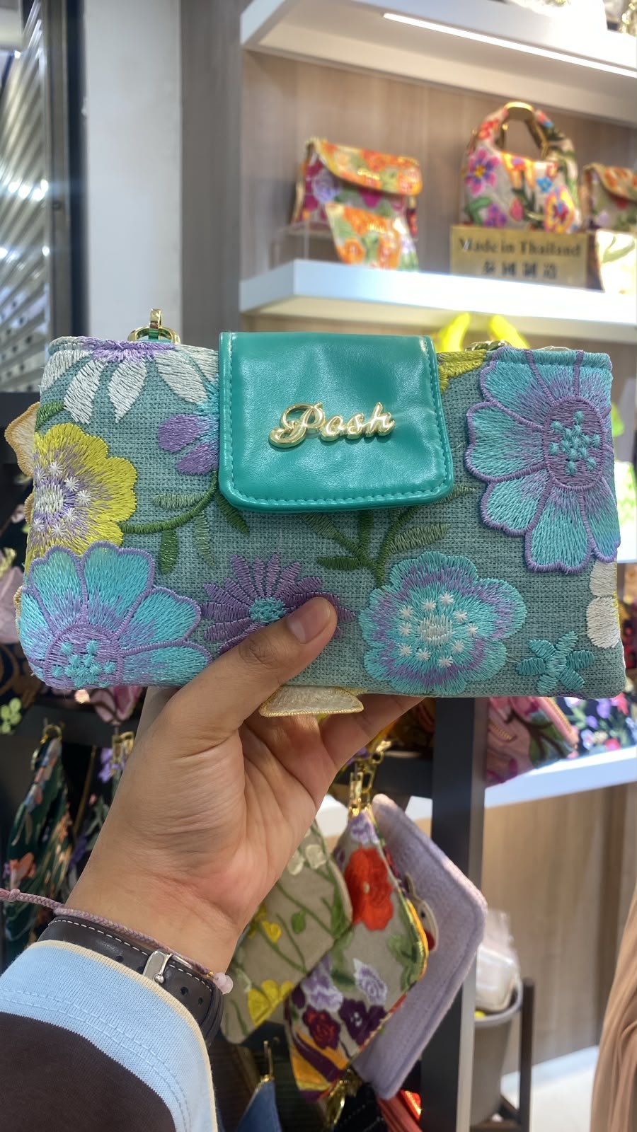 Posh Embroidery Wallet Sling Bag Bangkok