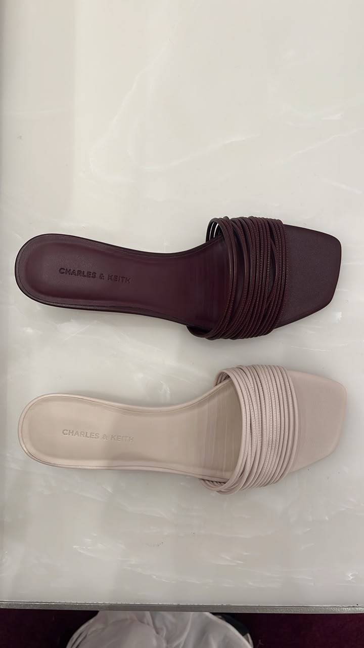Charles & Keith Multi-Strap Square-Toe Slides