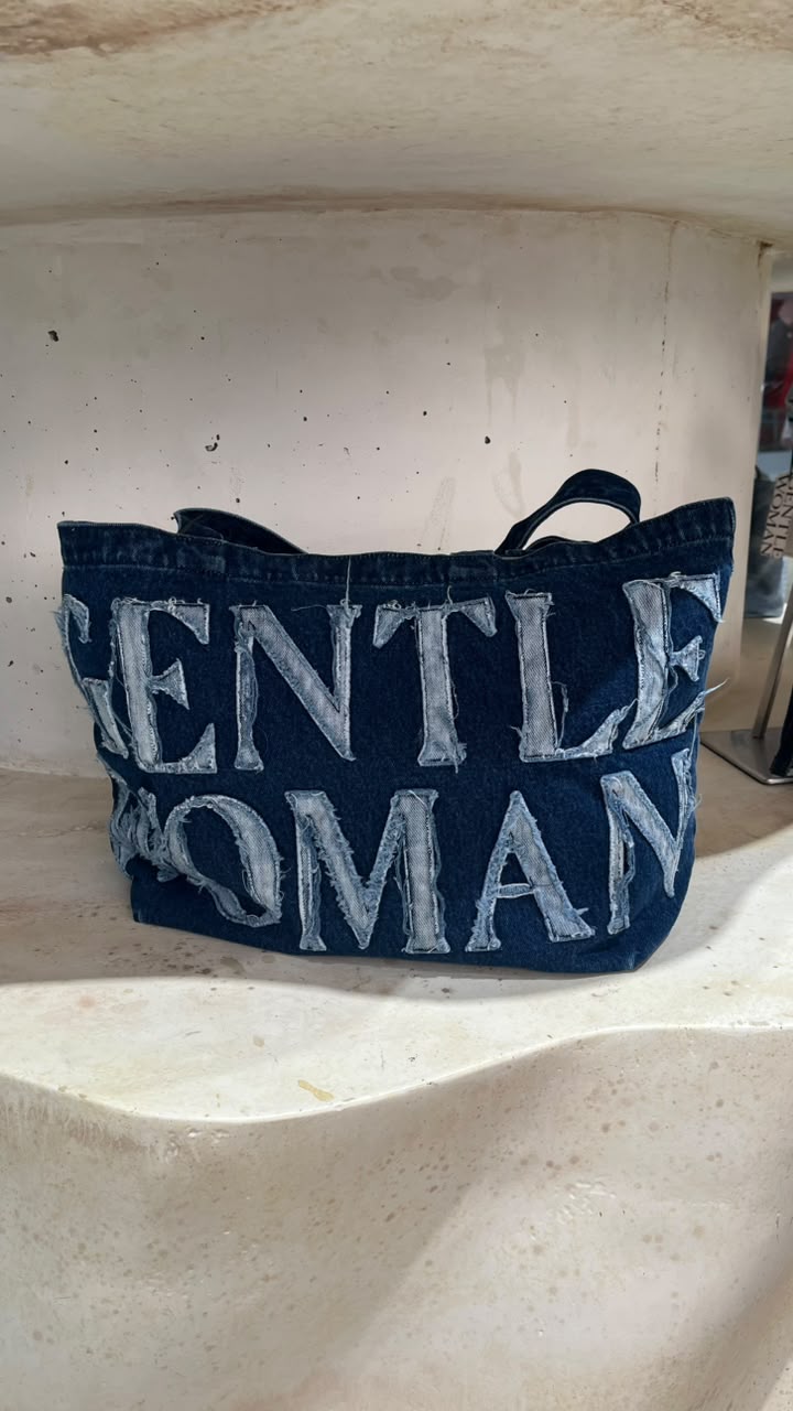 Gentle Woman Frayed Denim Tote Bag