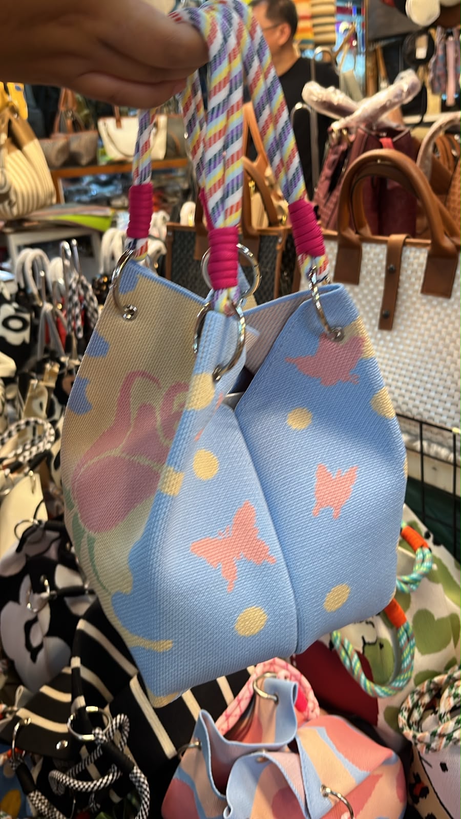 Kawaii Pleated Knit Tulip & Butterfly Tote Bag / Tas Rajut Lipat