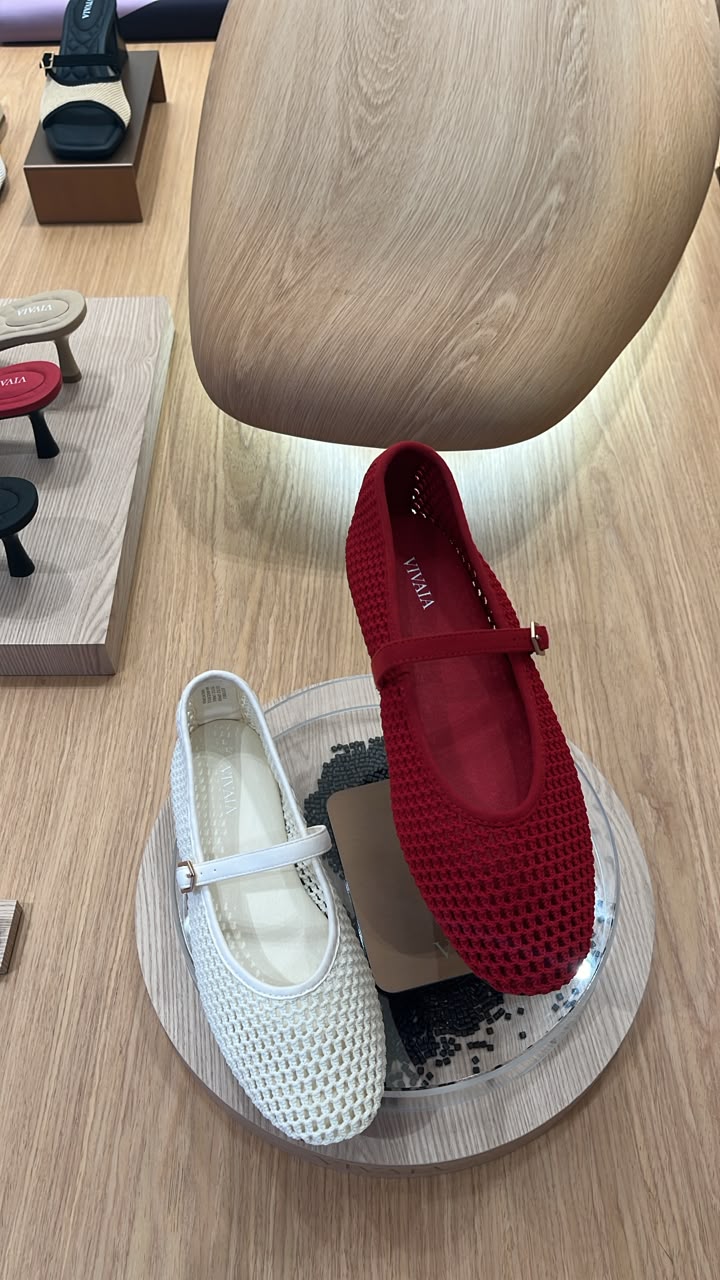 Vivaia Mesh Knit Mary Jane Flats